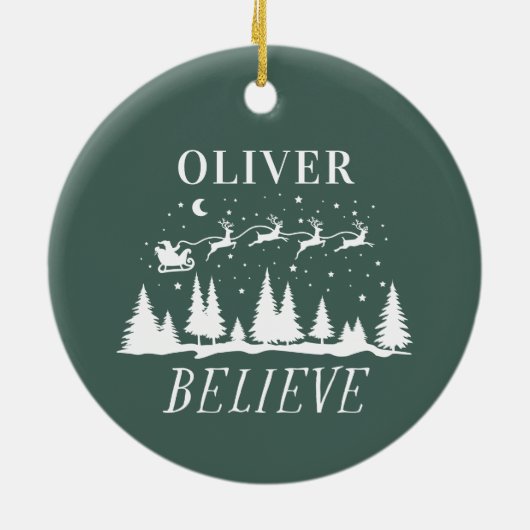 サンタク信じリスマスグ伝統的リーン セラミックオーナメント (裏面)