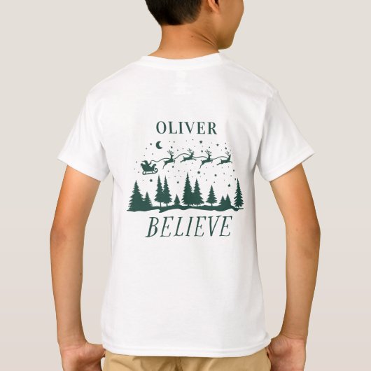 サンタク信じリスマスグ伝統的リーン Tシャツ (裏面)