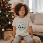 サンタク信じリスマスグ伝統的リーン Tシャツ<br><div class="desc">サンタク信じリスエレガント伝統的モダンスの休日の緑の好意Tシャツのギフトデザイン。</div>