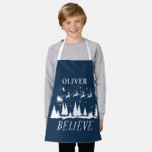 サンタク信じリスマスブルー伝統的の写真 エプロン (着用した状態)