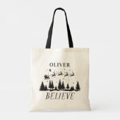 サンタク信じリスマス伝統的ブラック写真 トートバッグ (裏面)