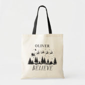 サンタク信じリスマス伝統的ブラック写真 トートバッグ (正面)