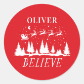 サンタク信じリスマ伝統的ルスレッド家族 ラウンドシール (正面)