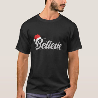 サンタク信じロースのクリスマスクリスマスサンタハットマ Tシャツ