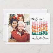 サンタク信じロースのクリスマスファミリーのレトロ シーズンカード (正面)