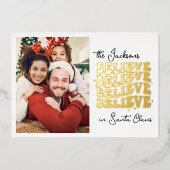 サンタク信じロースのクリスマスファミリーのレトロ 箔シーズンカード (正面)