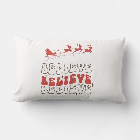 サンタク信じロースのクリスマス木製箱の看板 ランバークッション (正面)