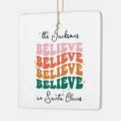 サンタク信じロースのレトロのクリスマスフォト セラミックオーナメント (左)