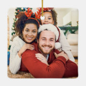 サンタク信じロースのレトロのクリスマスフォト セラミックオーナメント (裏面)