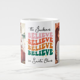 サンタク信じロースのレトロChristmas 2の写真 ジャンボコーヒーマグカップ