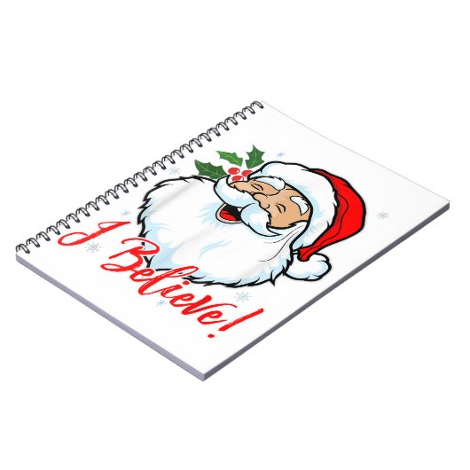 サンタク信じロースTシャツのクリスマスおもしろいHに ノートブック (左側)