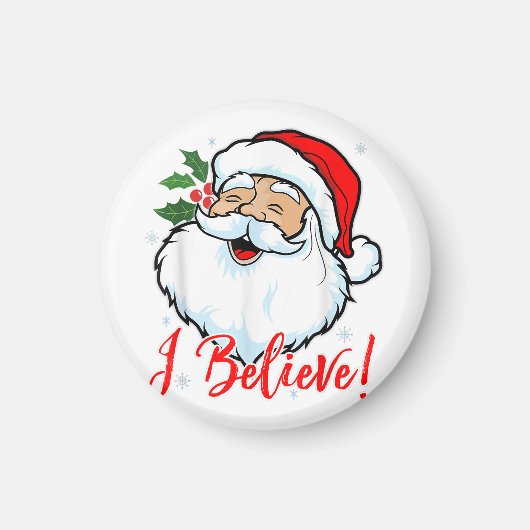 サンタク信じロースTシャツのクリスマスおもしろいHに マグネット (正面)