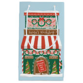 サンタク図解入りの、写真付きのショップクリスマス スモールペーパーバッグ (正面)