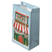 サンタク図解入りの、写真付きのショップクリスマス スモールペーパーバッグ (裏面アングル)