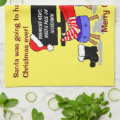 サンタク最高のリスマスエバーおもしろいマンガ キッチンタオル (折り畳み)