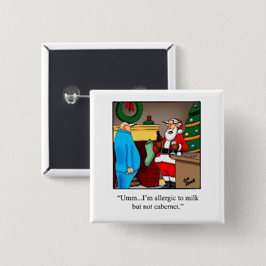 サンタク笑わされるリスマスユーモアのボタン 缶バッジ (正面&裏面)