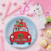 サンタク縁どロと車でコリードッグ ペーパープレート (パーティー)