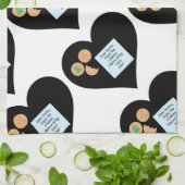 サンタク親愛ッキーでおもちゃブラックハート キッチンタオル (折り畳み)