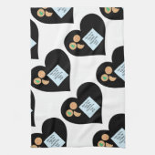 サンタク親愛ッキーでおもちゃブラックハート キッチンタオル (縦)