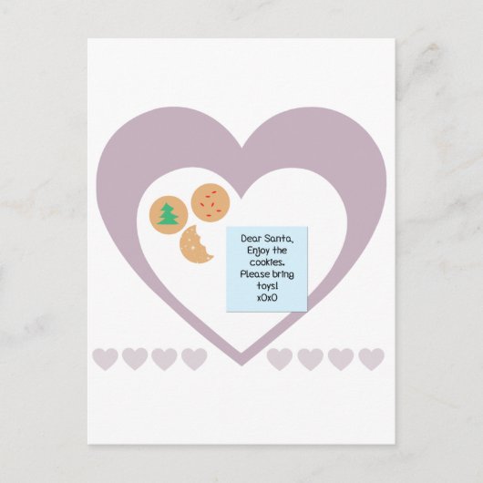 サンタク親愛ッキーでおもちゃ紫のハート シーズンポストカード (正面)