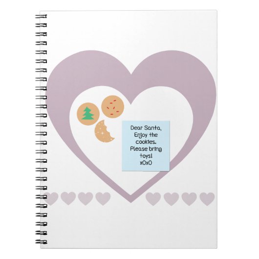 サンタク親愛ッキーでおもちゃ紫のハート ノートブック (正面)