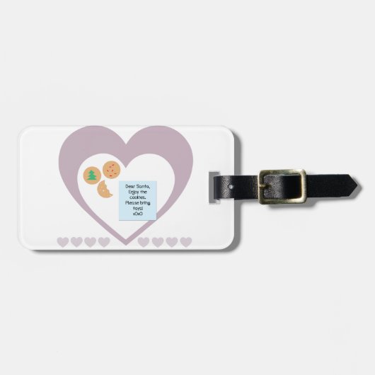 サンタク親愛ッキーでおもちゃ紫のハート ラゲッジタグ (正面横)