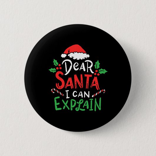 サンタク親愛ラを説明できるクリスマスおもしろいサンタ 缶バッジ (正面)