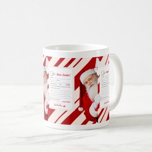 サンタク親愛リスマスレターレッドキャンディストライプジョグ コーヒーマグカップ (正面右)