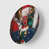 サンタク飾ロースクリスマスアートプリント/デザイン ラウンド壁時計 (傾斜)