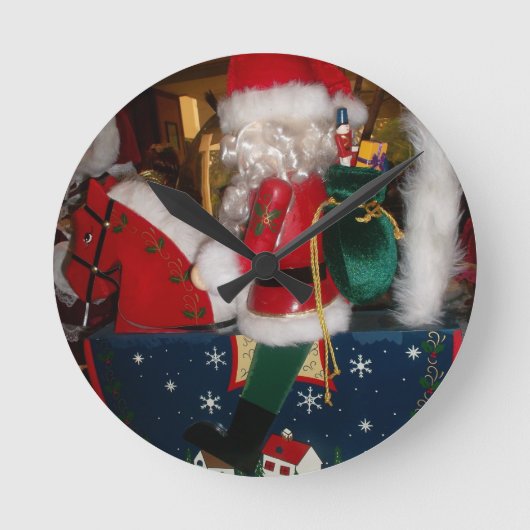 サンタク飾ロースクリスマスアートプリント/デザイン ラウンド壁時計 (正面)