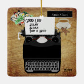 サンタグッドリストヴィンテージタイプライターChristmas Cer セラミックオーナメント (裏面)