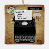 サンタグッドリストヴィンテージタイプライターChristmas Cer セラミックオーナメント (正面)