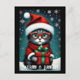 サンタグラスキュート子猫ギフトスノーウィーククリスマス ポストカード