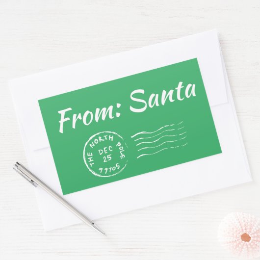 サンタグリーンギフトからのクリスマスラベルラベルシール 長方形シール (封筒)