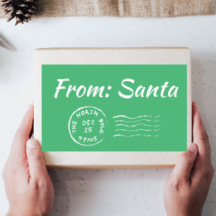 サンタグリーンギフトからのクリスマスラベルラベルシール 長方形シール