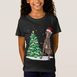 サンタグレートドッグクリスマスツリーライトおもしろいXm Tシャツ