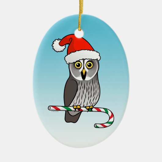 サンタグ素晴らしレーフクロウのクリスマス セラミックオーナメント (正面)