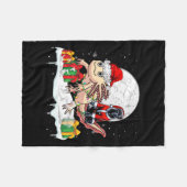 サンタケインコルソ乗馬アクソロトルクリスマスオーナーキ フリースブランケット (正面(横))