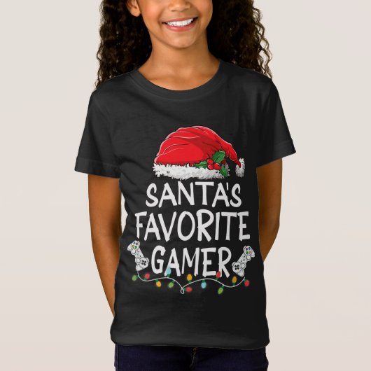 サンタゲーマーお気に入りのクリスマスサンタクロース Tシャツ (正面)