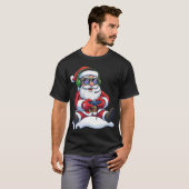 サンタゲーマークールコントローラゲームビデオゲームクリスマス Tシャツ (正面フル)