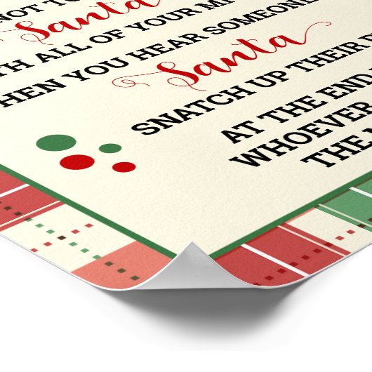 サンタゲームサインを言わないクリスマスの洗濯ばさみ ポスター (角)