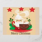 サンタココア クリスマスおめでとう 箔シーズンポストカード