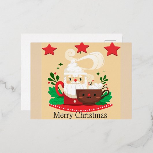 サンタココア クリスマスおめでとう 箔シーズンポストカード