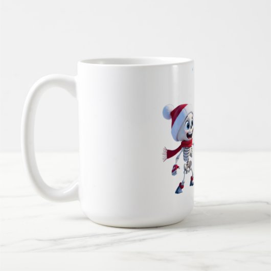 サンタコスしたスケルトンたちのスノーボールファイトが面白い コーヒーマグカップ (左)