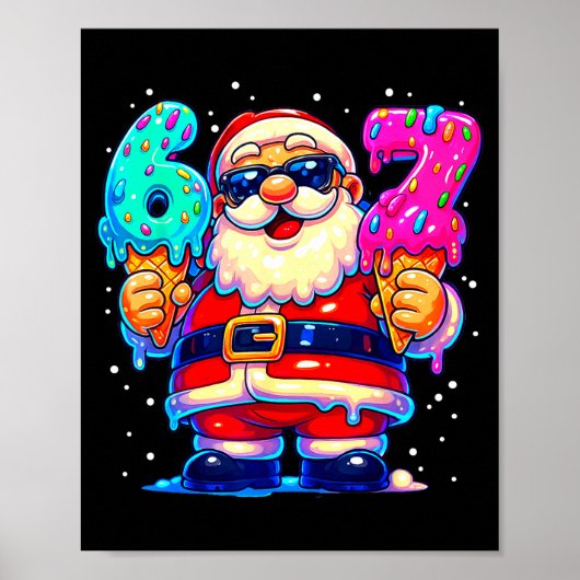 サンタコスプレ 6 7 67 Christmas Xmas メモ ポスター (正面)