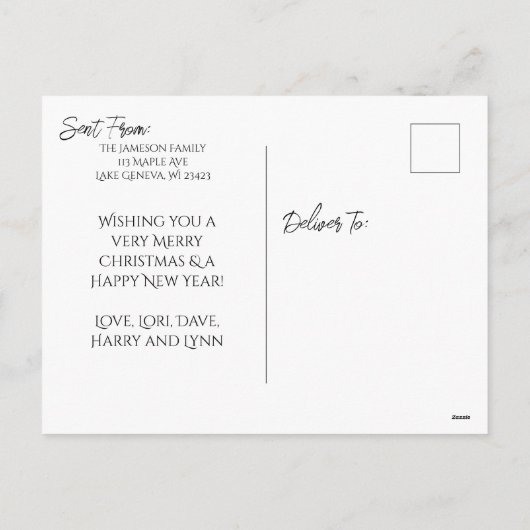 サンタコパーソナライズされたルギと一緒にメリークリスマスカード シーズンポストカード (裏面)