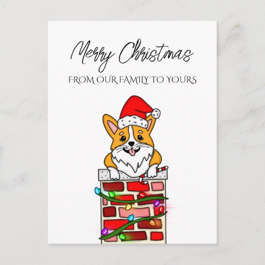 サンタコパーソナライズされたルギと一緒にメリークリスマスカード シーズンポストカード (正面)