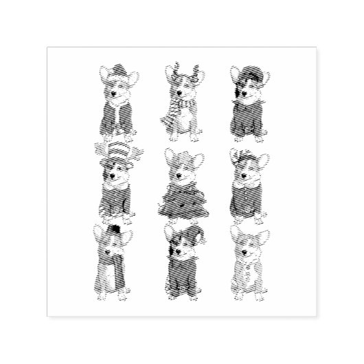 サンタコルギクリスマスツリーライトズ小妖精や小人トナカイ犬 セルフインキングスタンプ (デザイン)