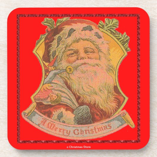 サンタコルクコースター – クリスマスプレゼント – パーティー コースター (正面)