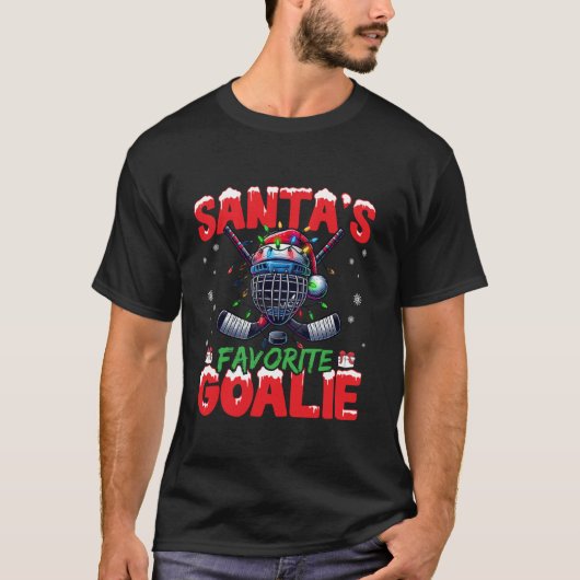 サンタゴアお気に入りのリークリスマスホッケーサンタハット Tシャツ (正面)
